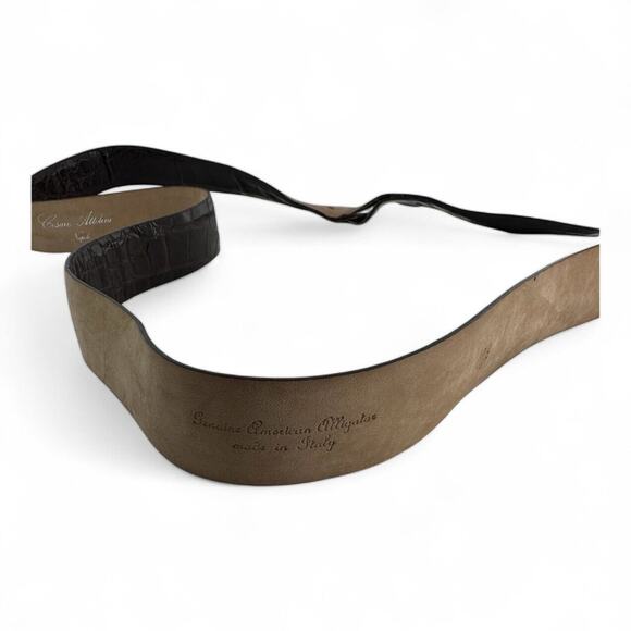 Cesare Attolini Brown Alligator Belt Size 44 110cm (NEEDS REPAIR) - Picture 9 of 11